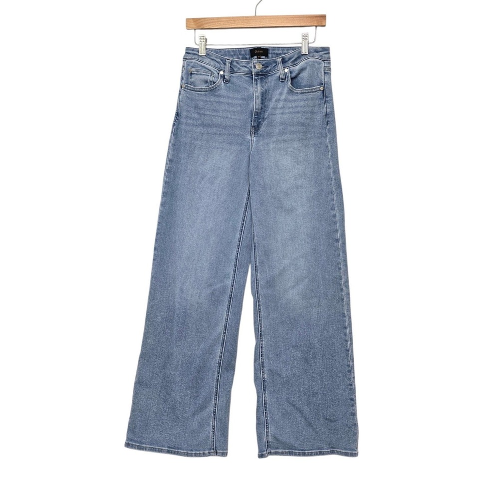 Quince Women Size 29 Organic Cotton Stretch Wide Leg Jeans Medium Wash High Rise